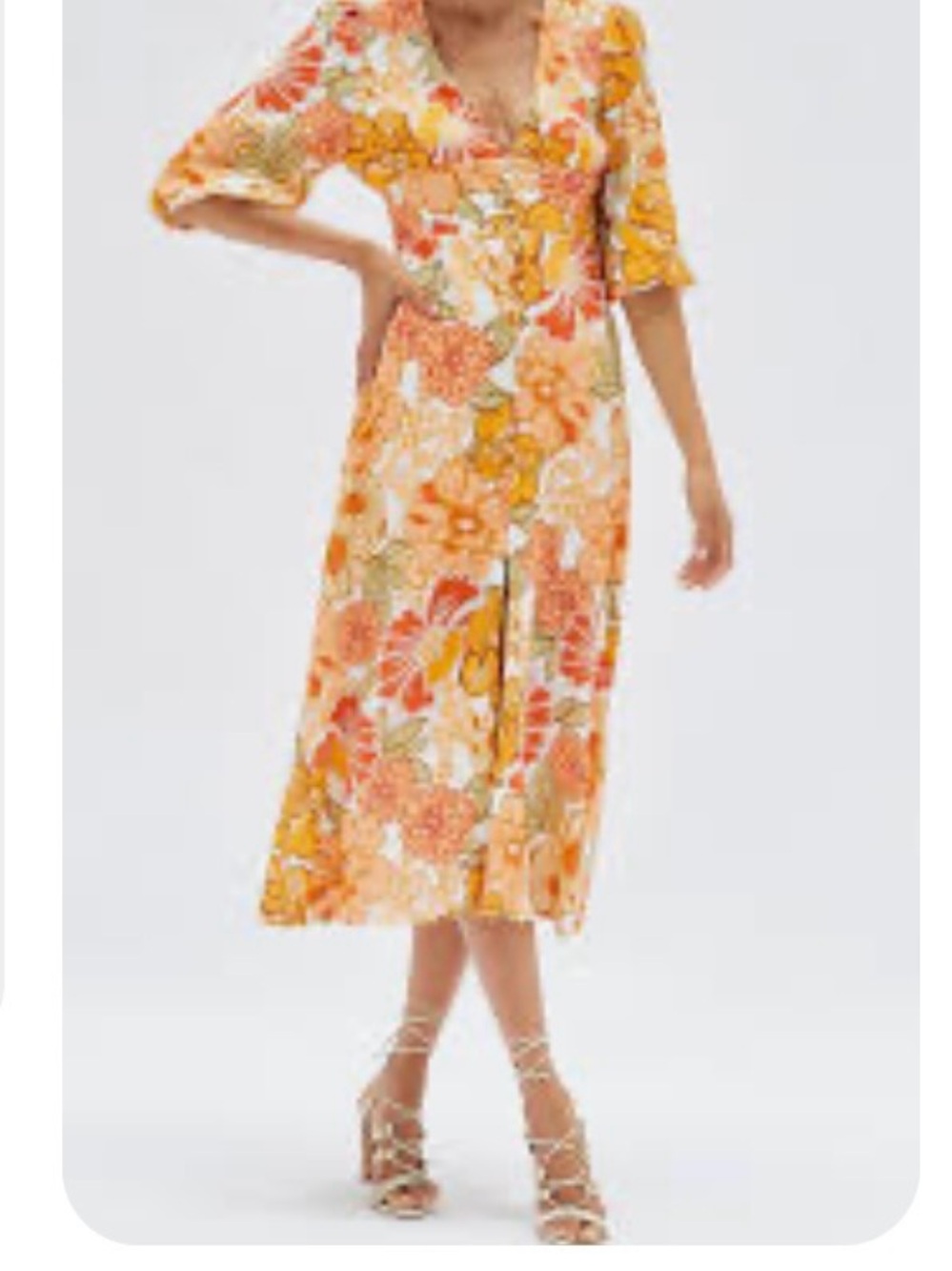 Boho Floral Maxi Dress in Mustard & Orange